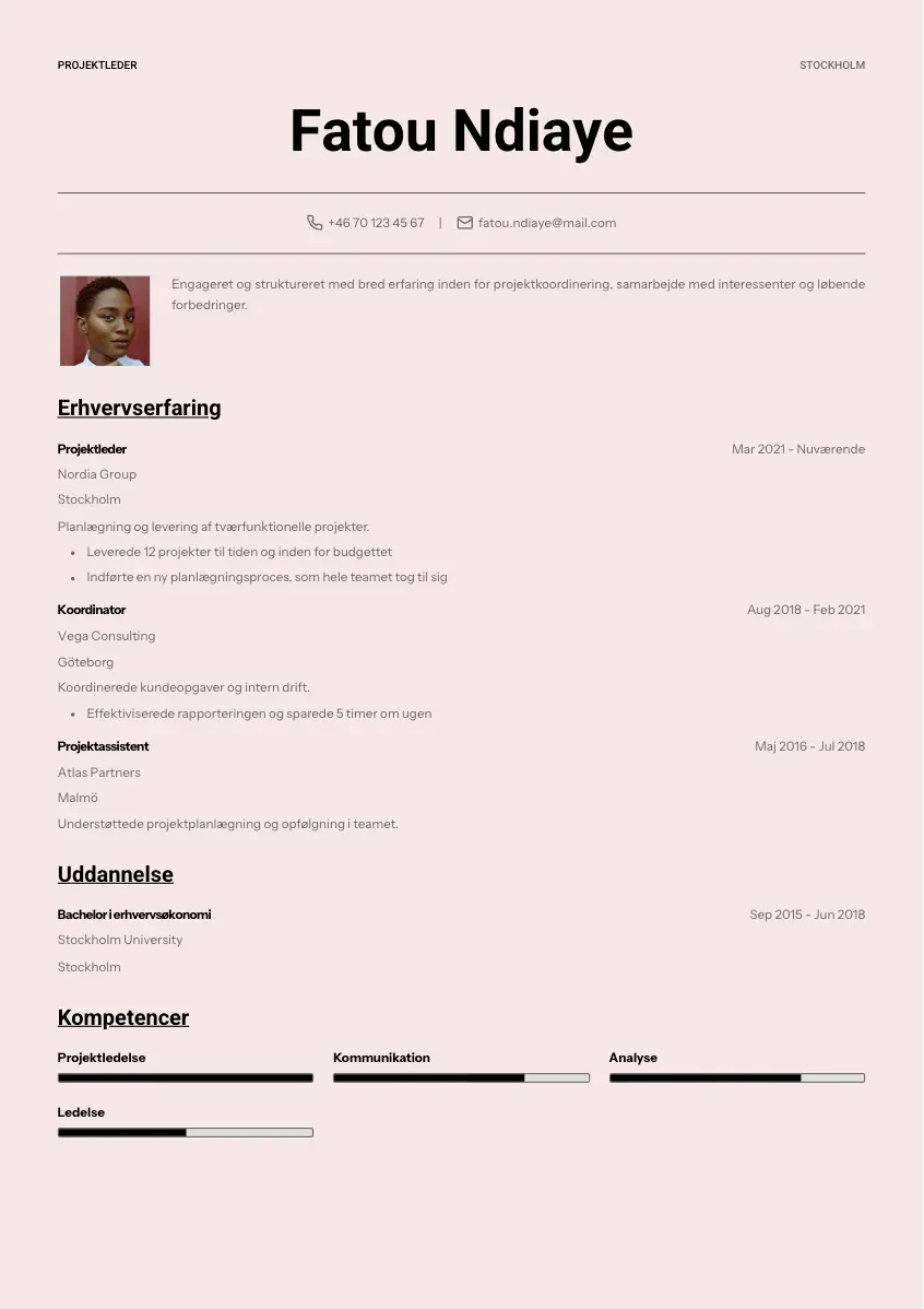 CV-mall Märta