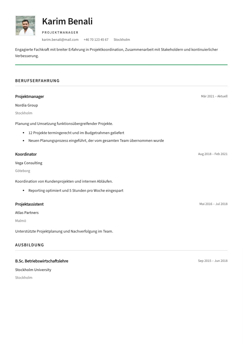 CV-mall Linnéa