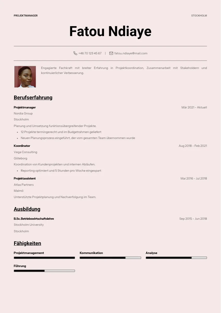 CV-mall Märta