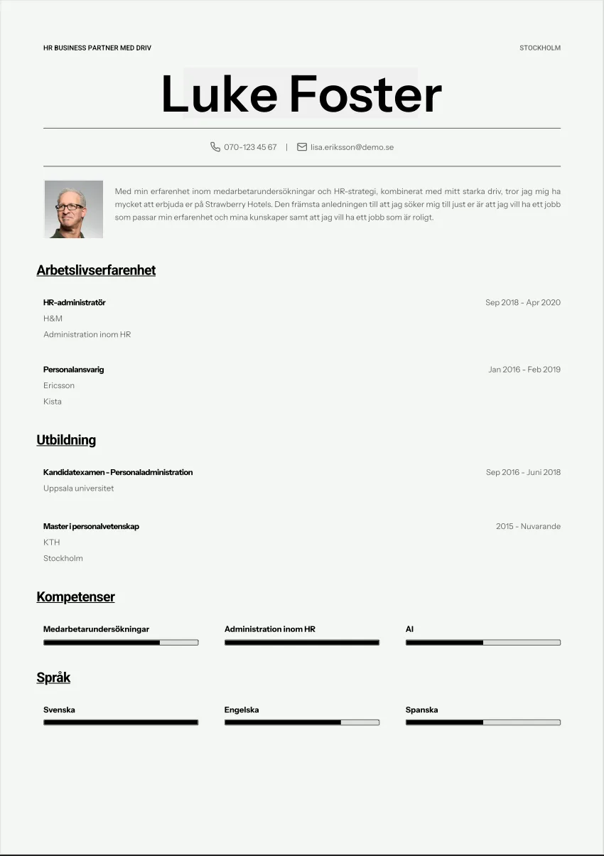 CV-mall Märta