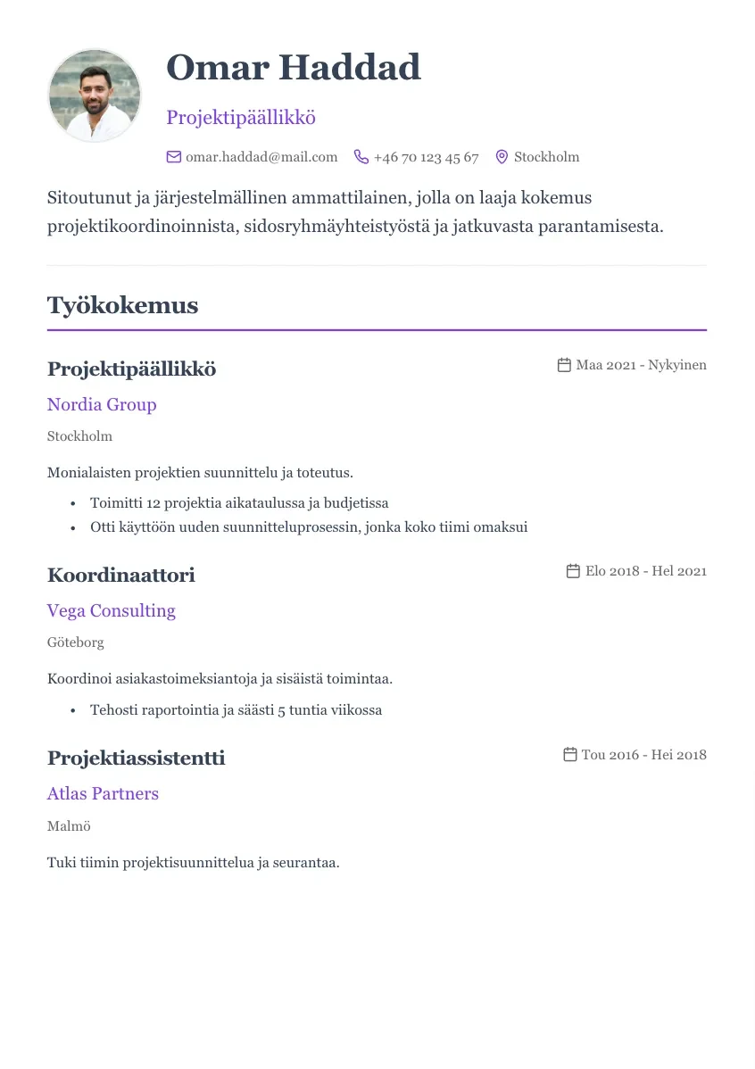 CV-mall Gösta