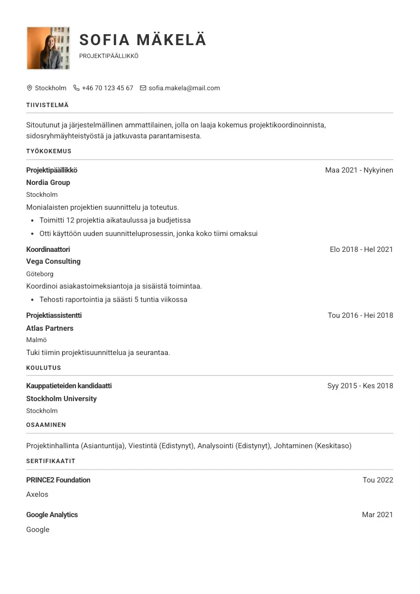 CV-mallipohja Ingegerd