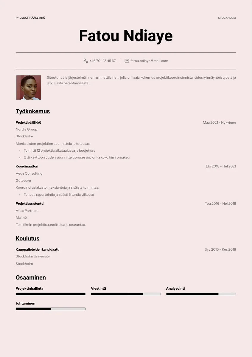 CV-mall Märta