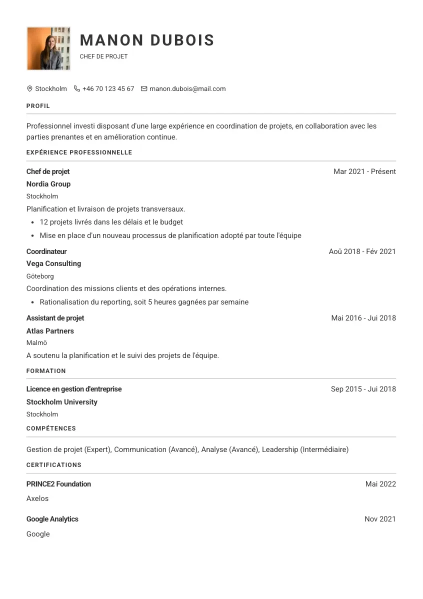 Modèle de CV Ingegerd