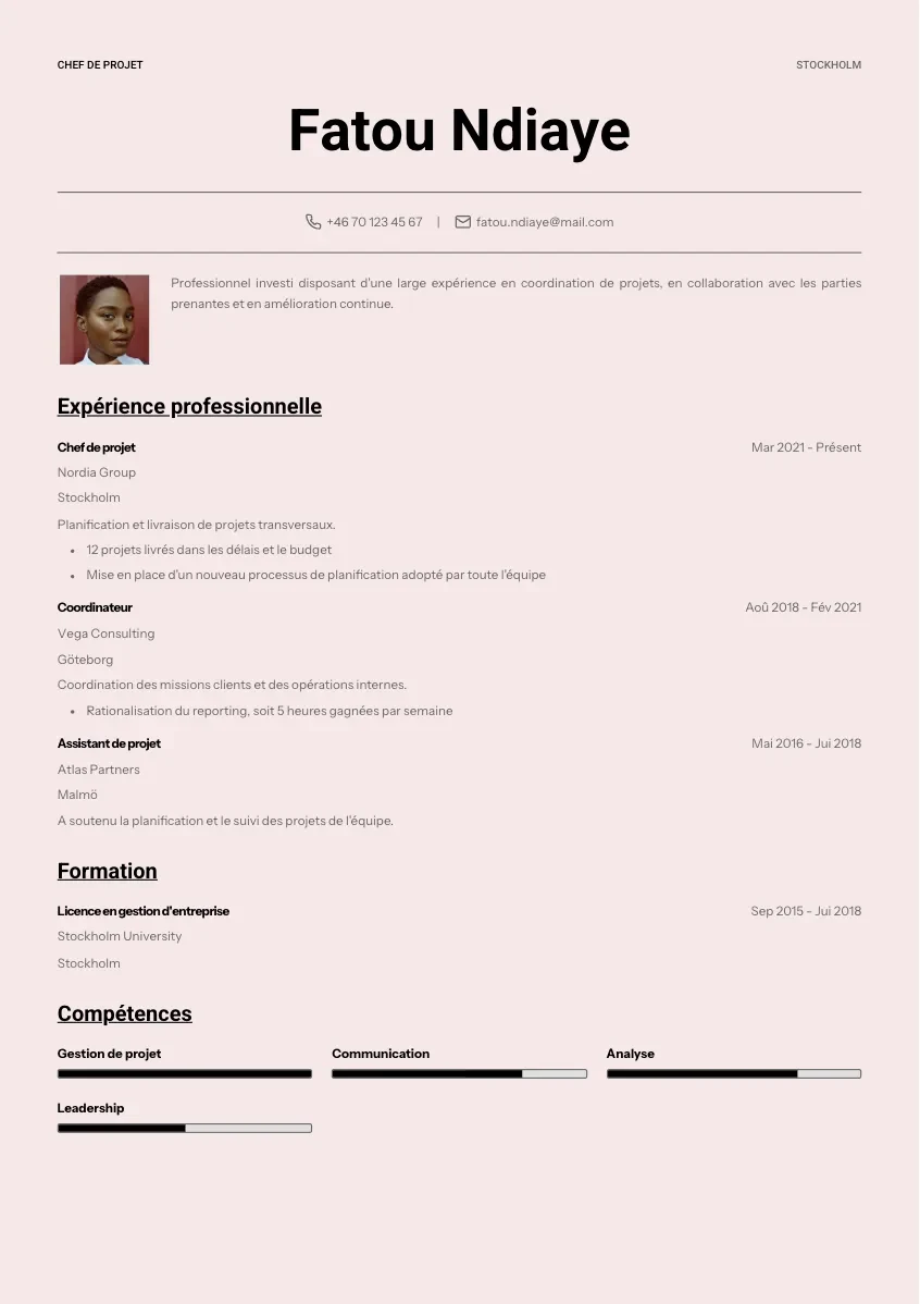 CV-mall Märta