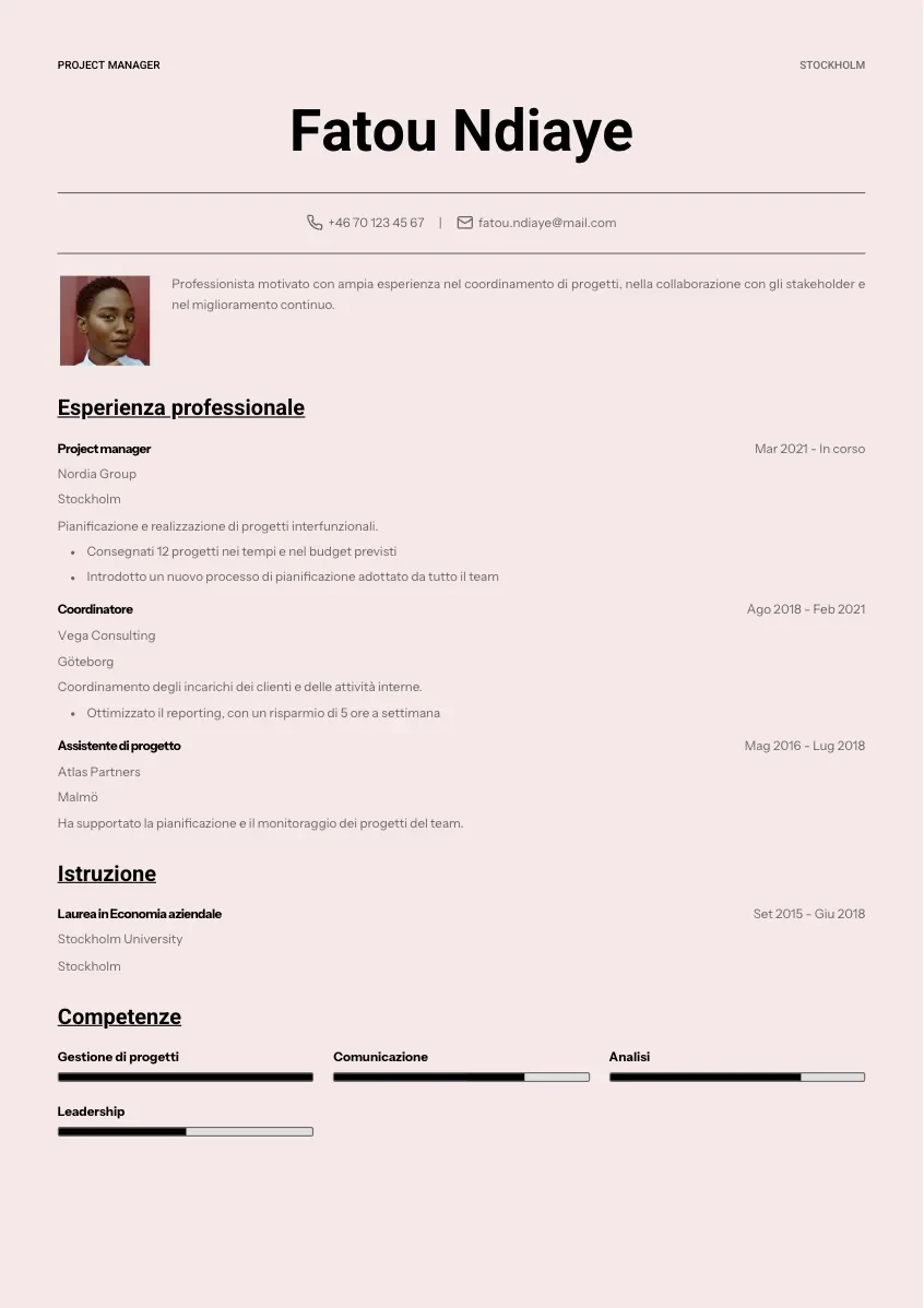 CV-mall Märta