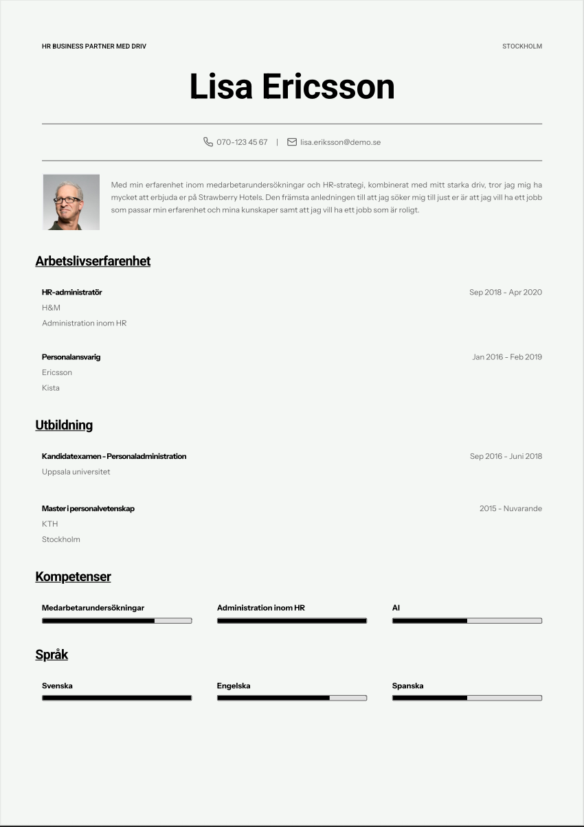 CV-mall Märta
