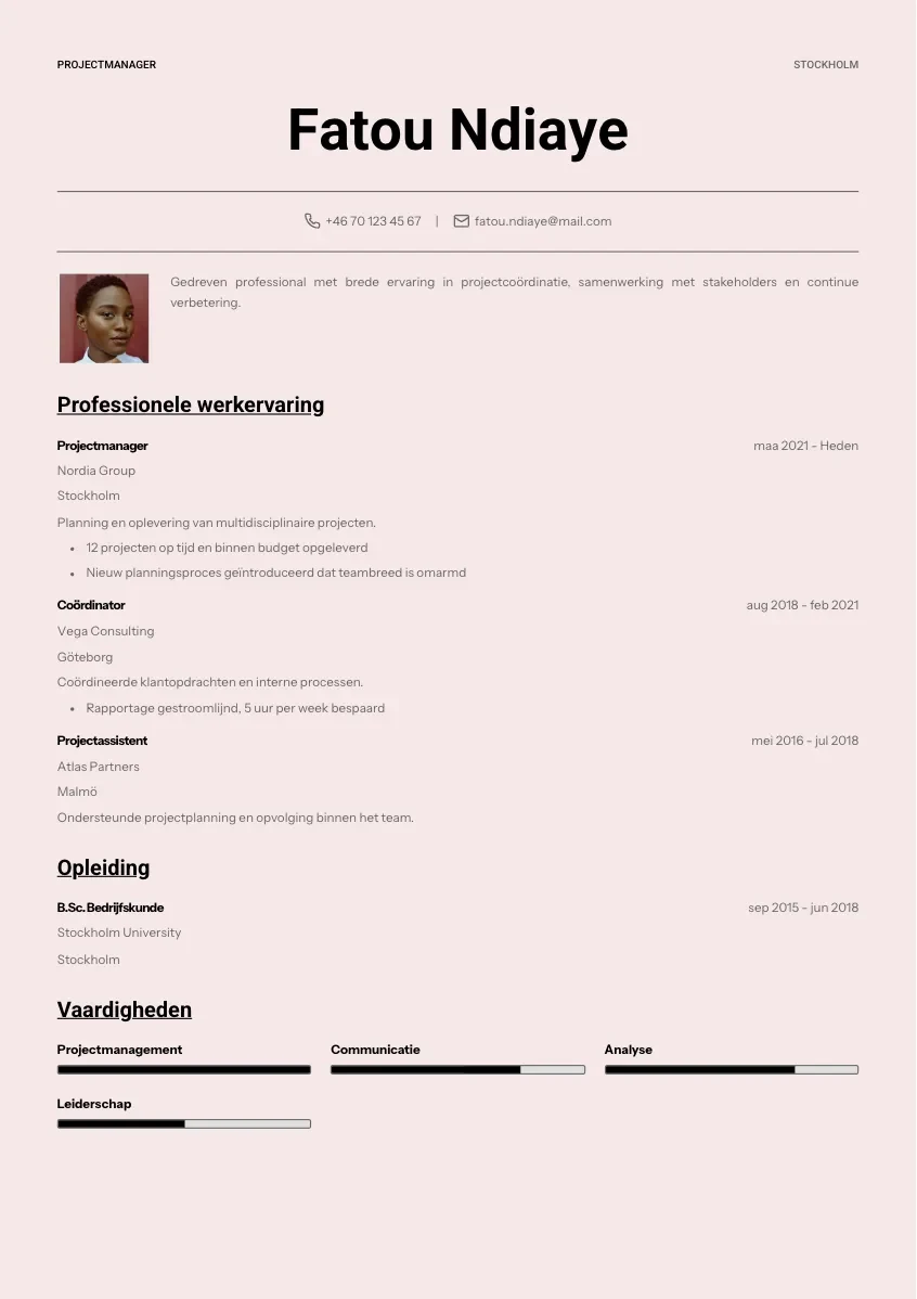 CV-mall Märta