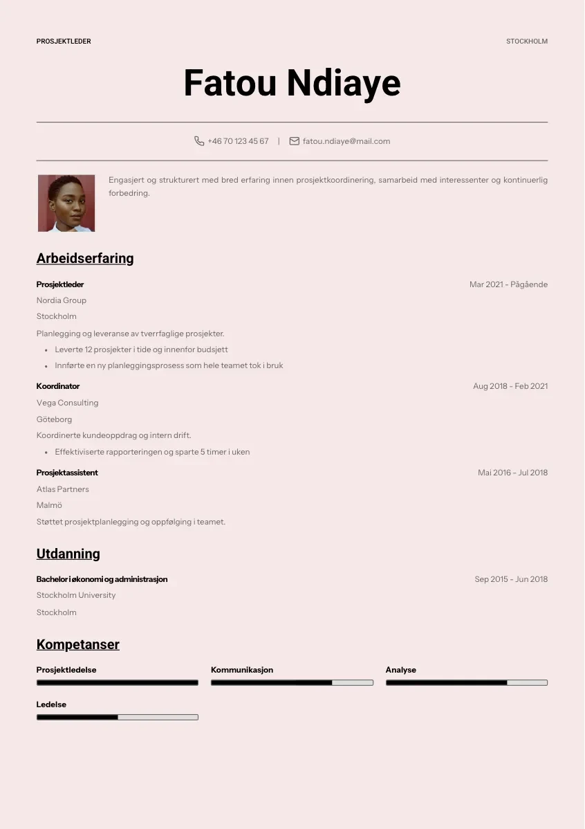 CV-mall Märta