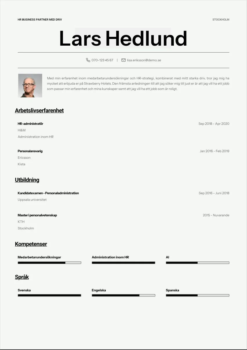 CV-mall Märta