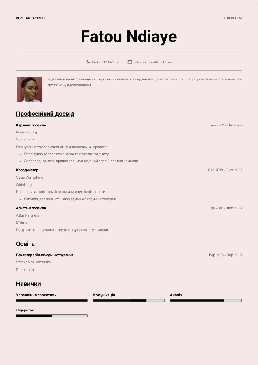 CV-mall Märta